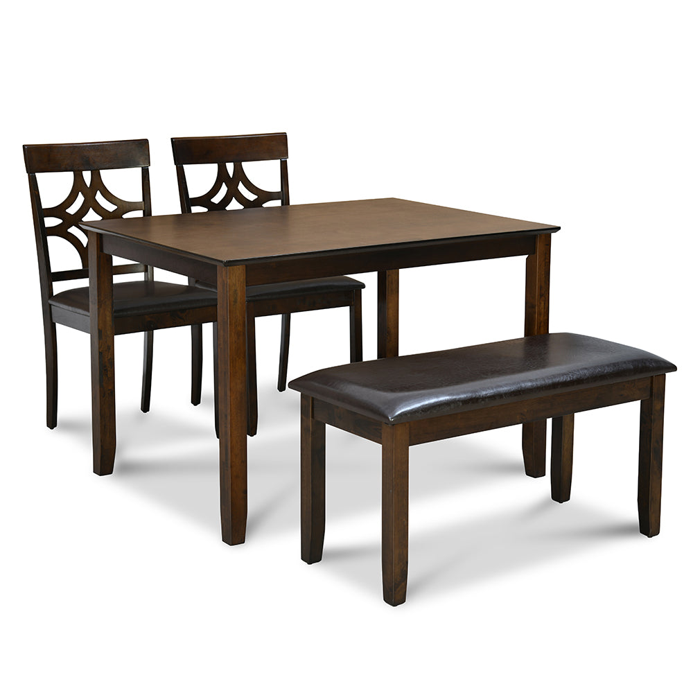 Nilkamal Tivoli 4 Seater Dining Set with Bench (Brown)