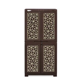 Nilkamal Freedom Mini Medium (FMM) Star Plastic Storage Cabinet (Weathered Brown & Biscuit)