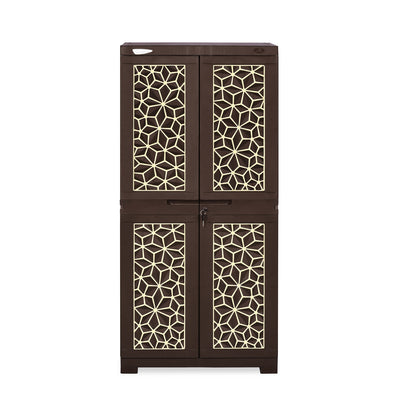 Nilkamal Freedom Mini Medium (FMM) Star Plastic Storage Cabinet (Weathered Brown & Biscuit)