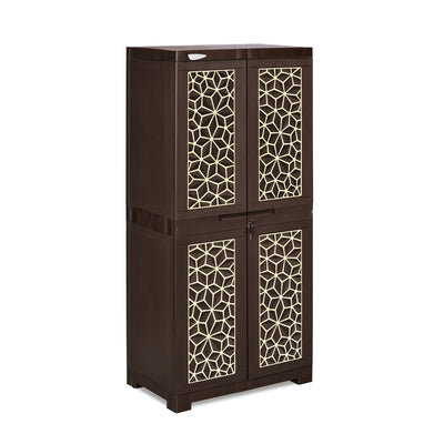 Nilkamal Freedom Mini Medium (FMM) Star Plastic Storage Cabinet (Weathered Brown & Biscuit)
