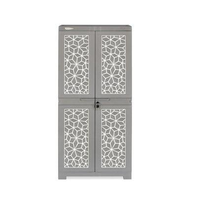Nilkamal Freedom Mini Medium (FMM) Star Plastic Storage Cabinet (Haze Grey & Milky White)
