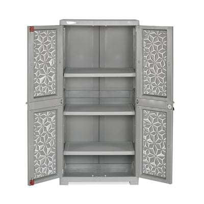 Nilkamal Freedom Mini Medium (FMM) Star Plastic Storage Cabinet (Haze Grey & Milky White)