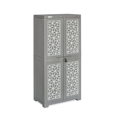 Nilkamal Freedom Mini Medium (FMM) Star Plastic Storage Cabinet (Haze Grey & Milky White)