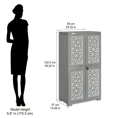 Nilkamal Freedom Mini Medium (FMM) Star Plastic Storage Cabinet (Haze Grey & Milky White)