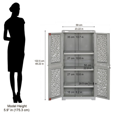 Nilkamal Freedom Mini Medium (FMM) Star Plastic Storage Cabinet (Haze Grey & Milky White)