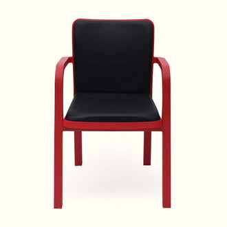 Nilkamal Luxe Full-Back Cushioned Plastic Chair (Bright Red & Black)