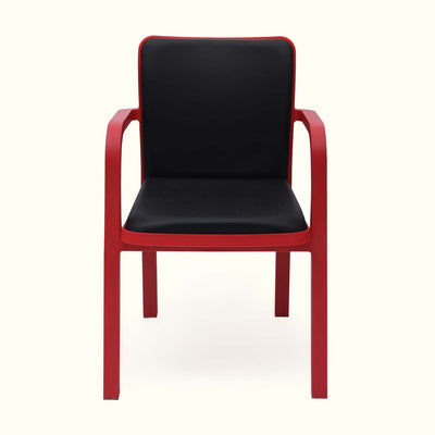 Nilkamal Luxe Full-Back Cushioned Plastic Chair (Bright Red & Black) - Front View