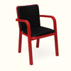 Nilkamal Luxe Full-Back Cushioned Plastic Chair (Bright Red & Black) - Slight Side View