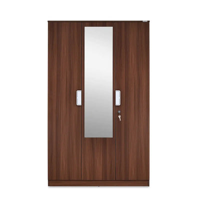Nilkamal Joyce 3 Door Wardrobe With Mirror (Classic Walnut)
