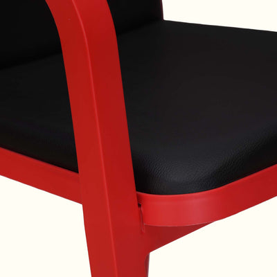 Nilkamal Luxe Full-Back Cushioned Plastic Chair (Bright Red & Black) - Armrest Closeup View