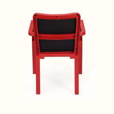 Nilkamal Luxe Full-Back Cushioned Plastic Chair (Bright Red & Black) - Back View