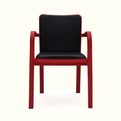 Nilkamal Luxe Full-Back Cushioned Plastic Chair (Bright Red & Black) - Front View-2