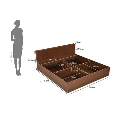 Nilkamal Arthur Plus King Bed With Storage (Legno Oak Dark)