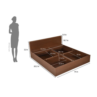 Nilkamal Arthur Plus King Bed With Storage (Legno Oak Dark)