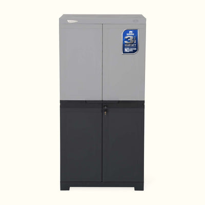 Nilkamal Freedom (FMSC18D) Plastic Shoe Cabinet (Haze Grey & Charcoal Grey)