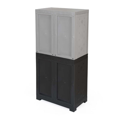 Nilkamal Freedom (FMSC18D) Plastic Shoe Cabinet (Haze Grey & Charcoal Grey)