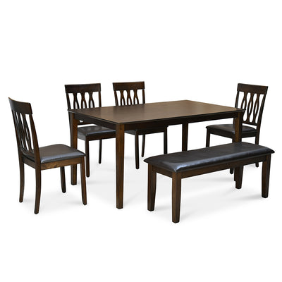 Nilkamal Olivia 6 Seater Dining Set with Bench (Brown)