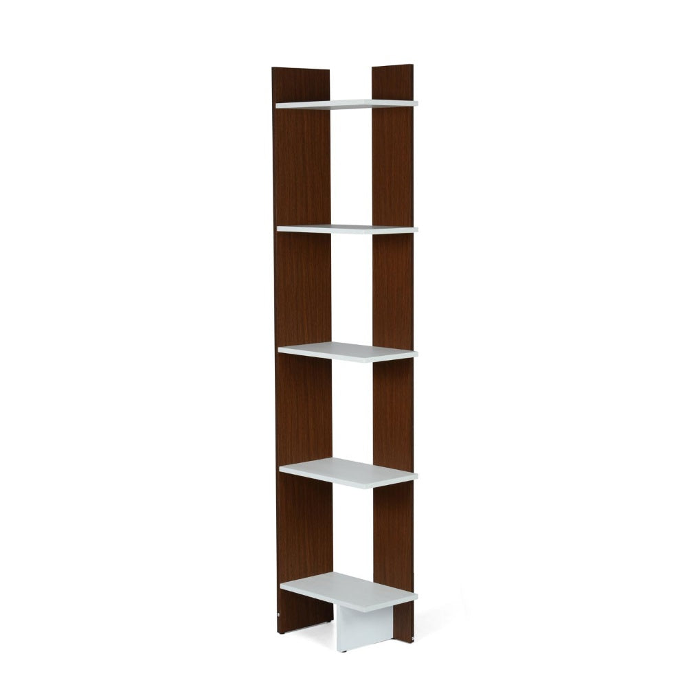 Nilkamal Cliff 5 Tier Bookshelf (Urban Walnut / Oak White)