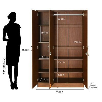 Massif 3 Door Wardrobe With Mirror (Urban Walnut)