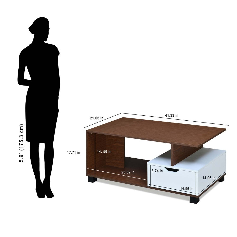 Nilkamal Denzel Coffee Table (Urban Walnut / Oak White)