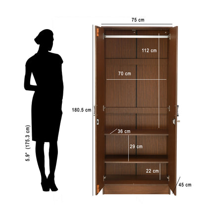 Massif 2 Door Wardrobe With Mirror (Urban Walnut)