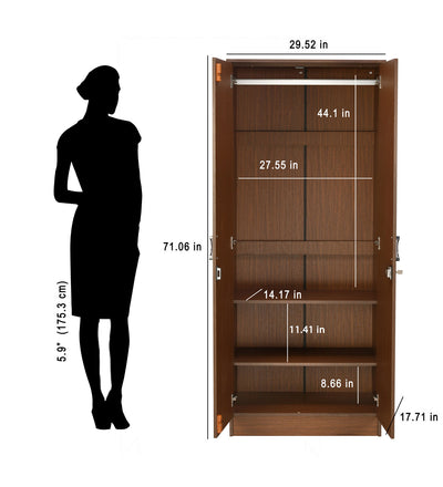 Massif 2 Door Wardrobe With Mirror (Urban Walnut)