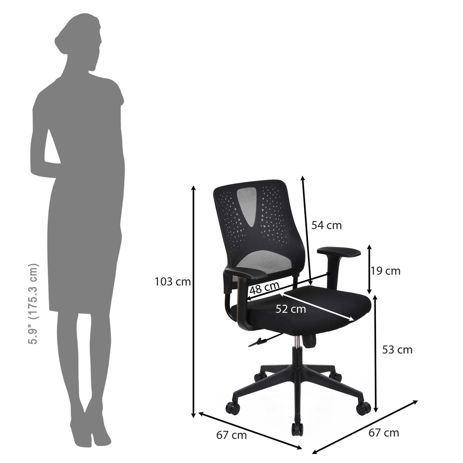 Nilkamal Enrich Mid Back Office Chair (Black)