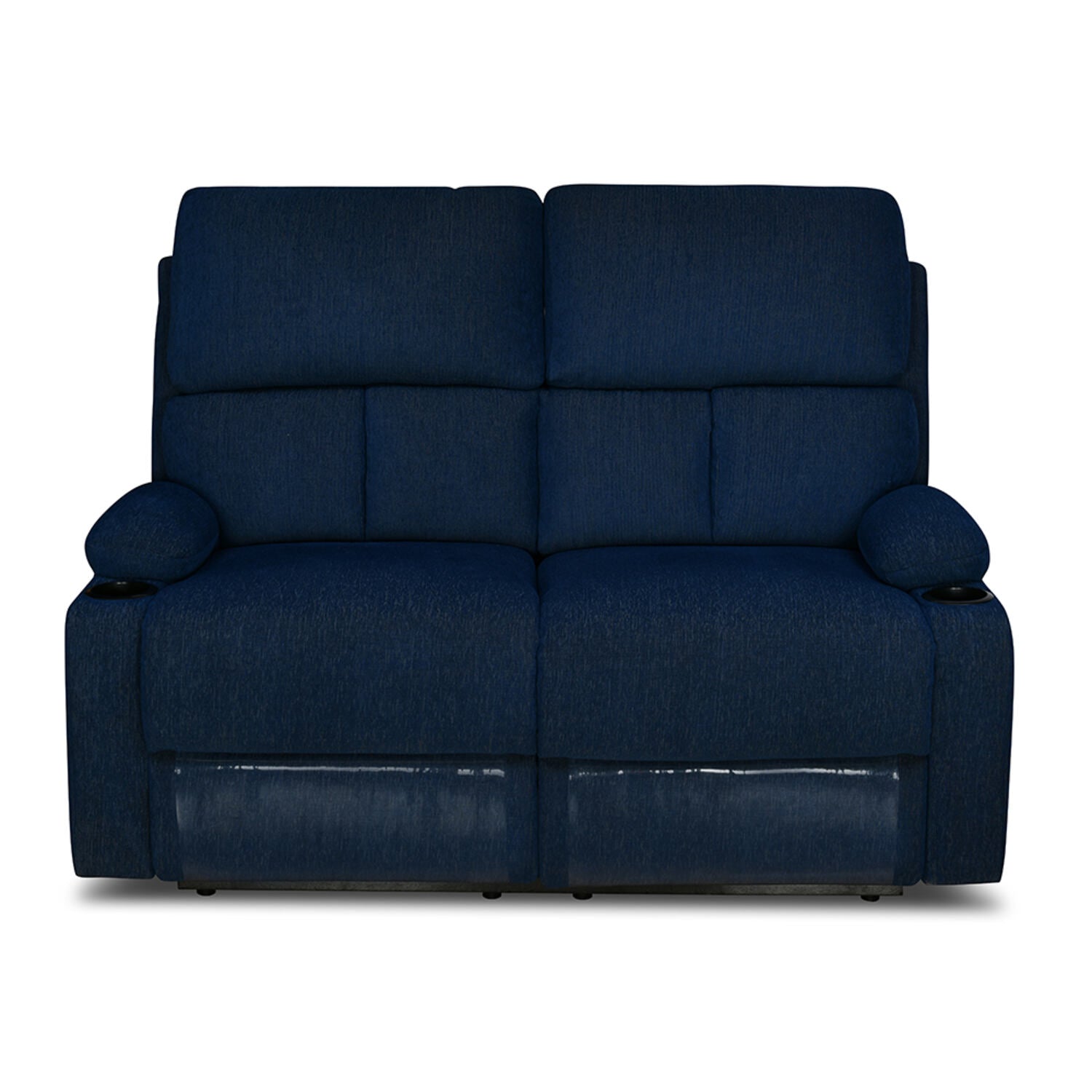 Nilkamal Matt 2 Seater Recliner Sofa with Cup Holder (Blue)