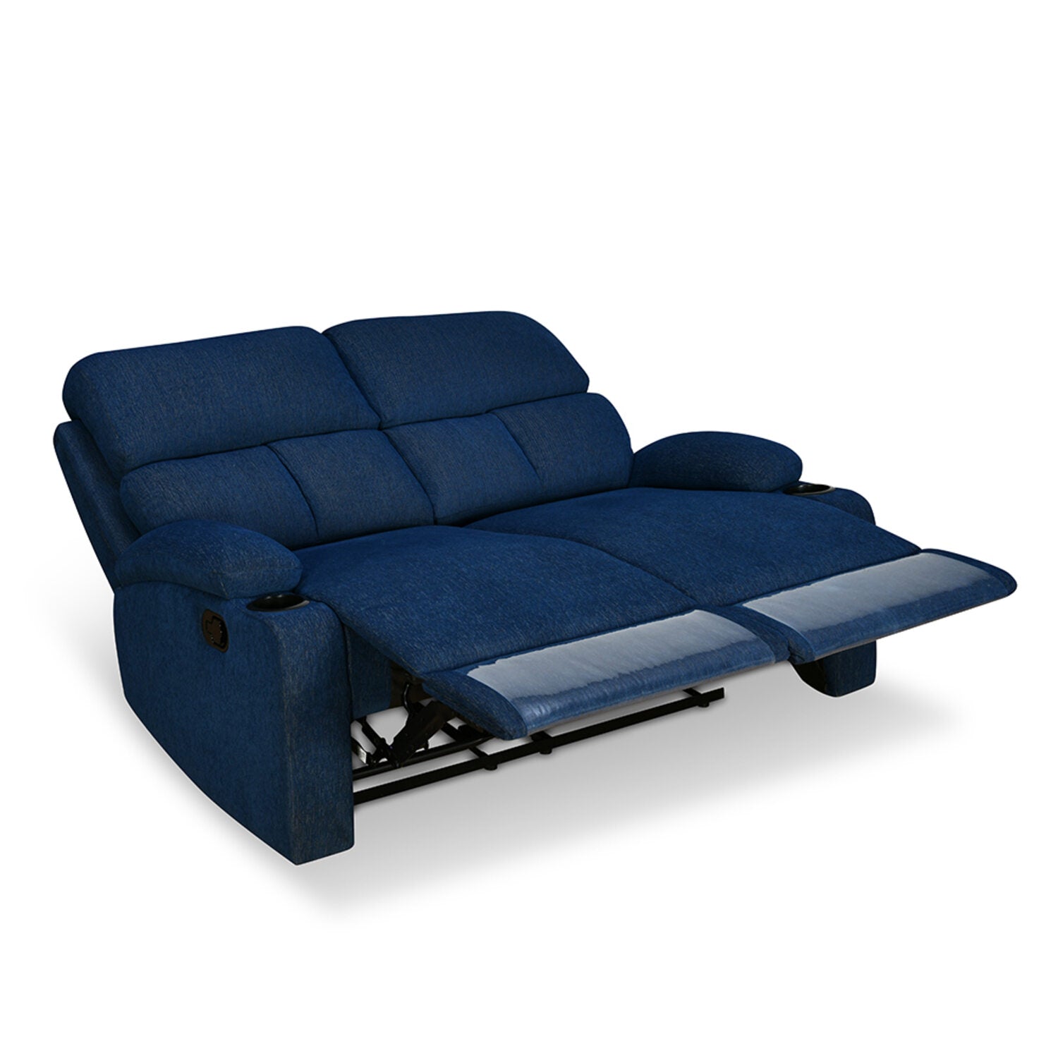 Nilkamal Matt 2 Seater Recliner Sofa with Cup Holder (Blue)