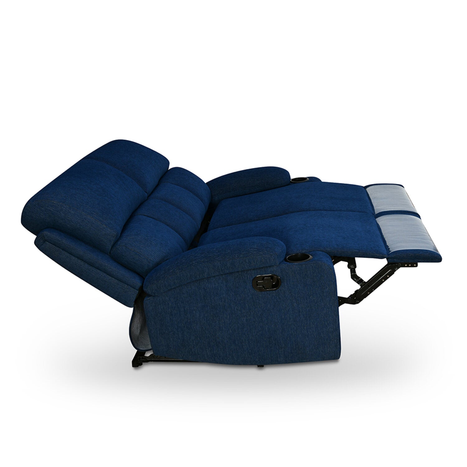 Nilkamal Matt 2 Seater Recliner Sofa with Cup Holder (Blue)