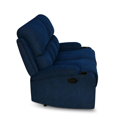 Nilkamal Matt 2 Seater Recliner Sofa with Cup Holder (Blue)