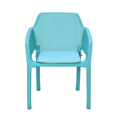 Nilkamal Captain Chairs and Crystal Glass Top Coffee Table Plastic Outdoor Set (Sapphire Blue & Milky White)