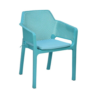 Nilkamal Captain Chairs and Crystal Glass Top Coffee Table Plastic Outdoor Set (Sapphire Blue & Milky White)