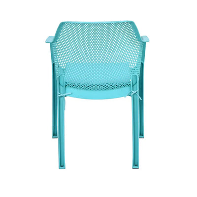 Nilkamal Captain Chairs and Crystal Glass Top Coffee Table Plastic Outdoor Set (Sapphire Blue & Milky White)