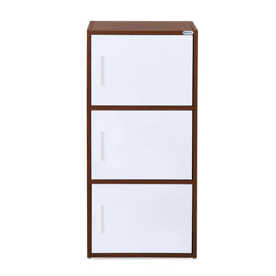 Nilkamal Sear 3 Tier Storage Cabinet (Classic Walnut & White)