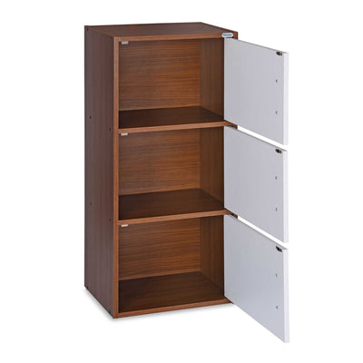 Nilkamal Sear 3 Tier Storage Cabinet (Classic Walnut & White)
