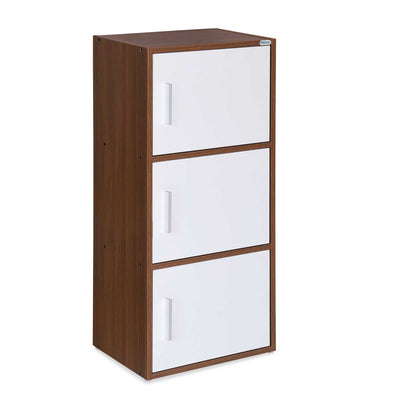 Nilkamal Sear 3 Tier Storage Cabinet (Classic Walnut & White)