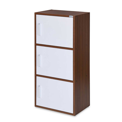 Nilkamal Sear 3 Tier Storage Cabinet (Classic Walnut & White)
