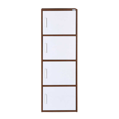 Nilkamal Sear 4 Tier Storage Cabinet (Classic Walnut & White)