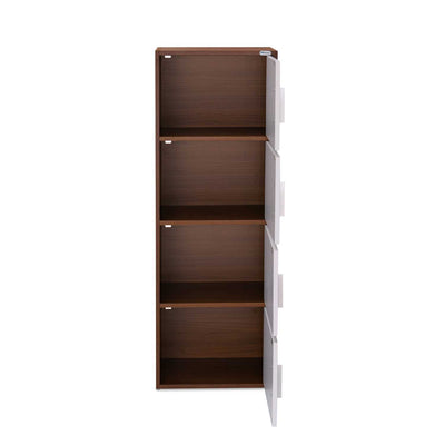 Nilkamal Sear 4 Tier Storage Cabinet (Classic Walnut & White)
