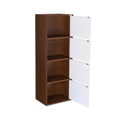 Nilkamal Sear 4 Tier Storage Cabinet (Classic Walnut & White)