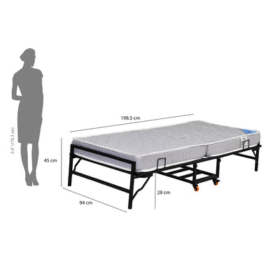 Nilkamal Zoe Folding Bed with Mattress (Black)