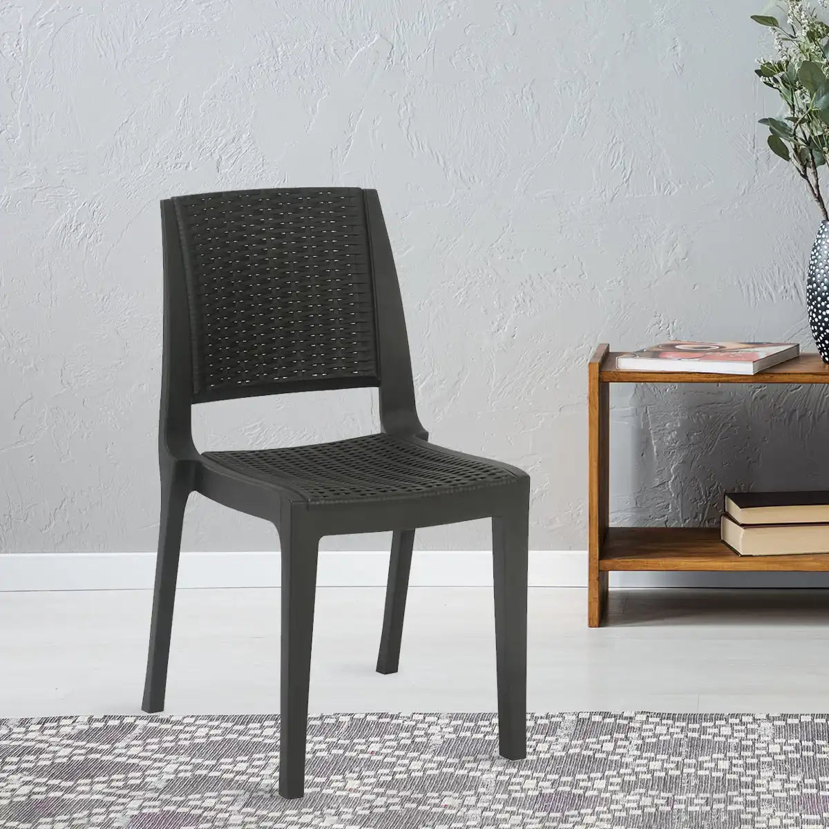 Buy Nilkamal Enamora Plastic Armless Chair (Iron Black) Online at