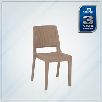 Nilkamal Enamora Premium Plastic Armless Chair (Rattan Dark Beige)
