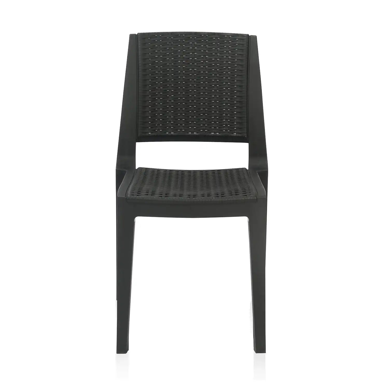 Nilkamal Enamora Plastic Armless Chair (Iron Black) - Front View