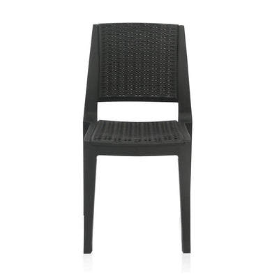 Nilkamal Enamora Plastic Armless Chair (Iron Black) - Front View