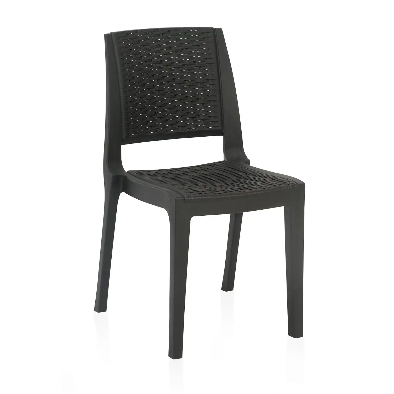 Nilkamal Enamora Plastic Armless Chair (Iron Black) - Slight Side View 3