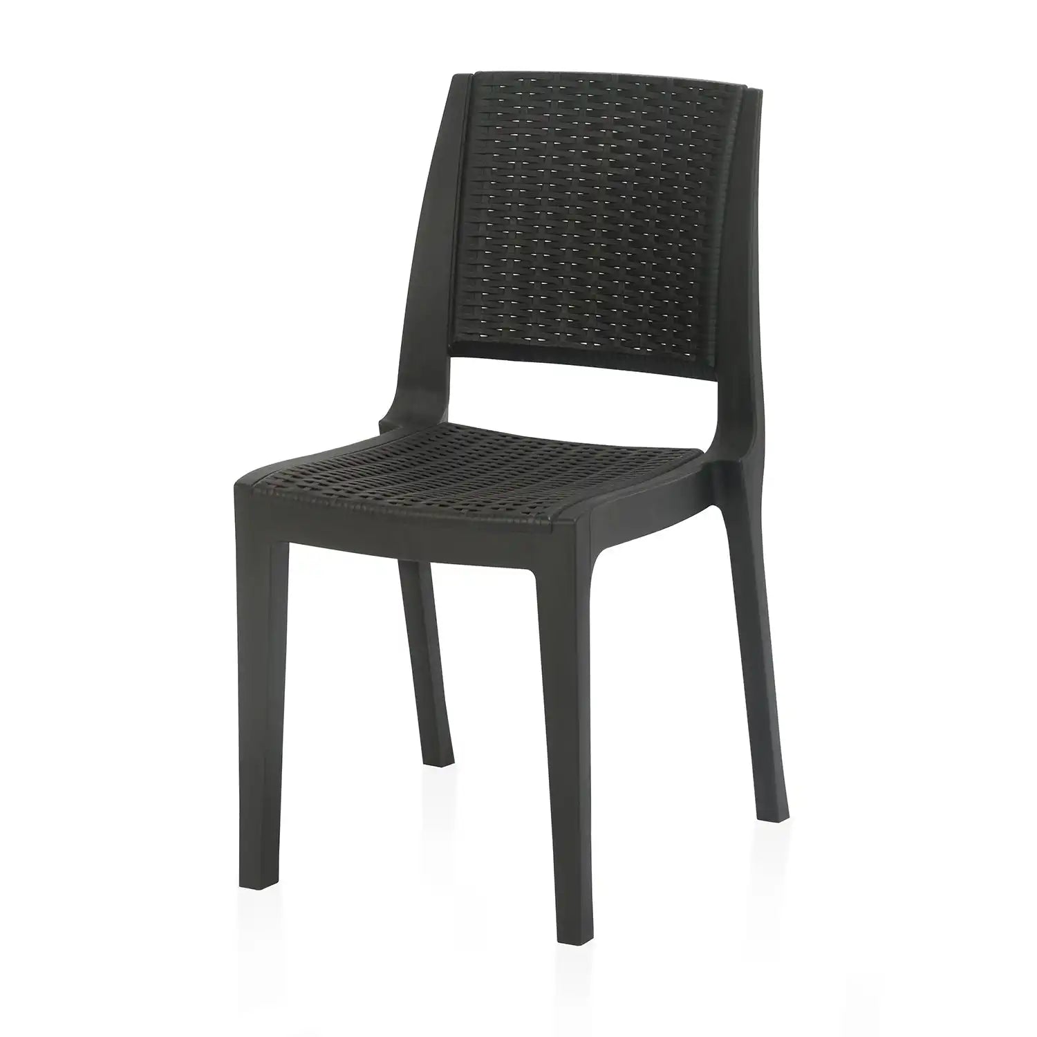 Nilkamal Enamora Plastic Armless Chair (Iron Black) - Slight Side View 4