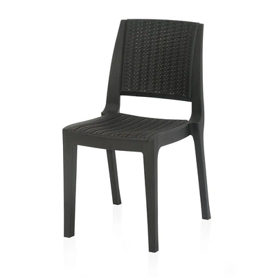 Nilkamal Enamora Plastic Armless Chair (Iron Black) - Slight Side View 4