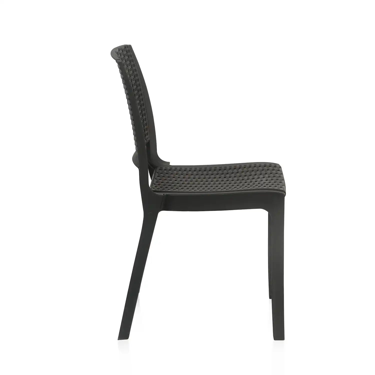 Nilkamal Enamora Plastic Armless Chair (Iron Black) - Side View
